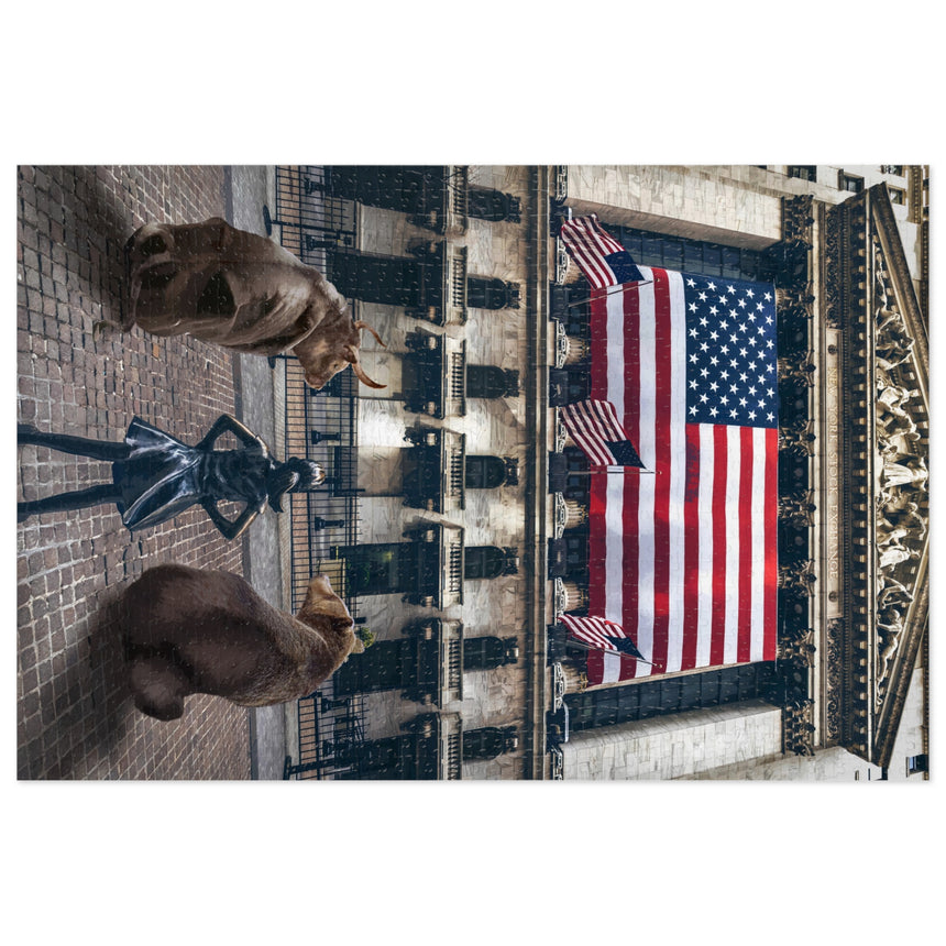 Bear & Bull American Flag - Traders Puzzle (1000-Piece)