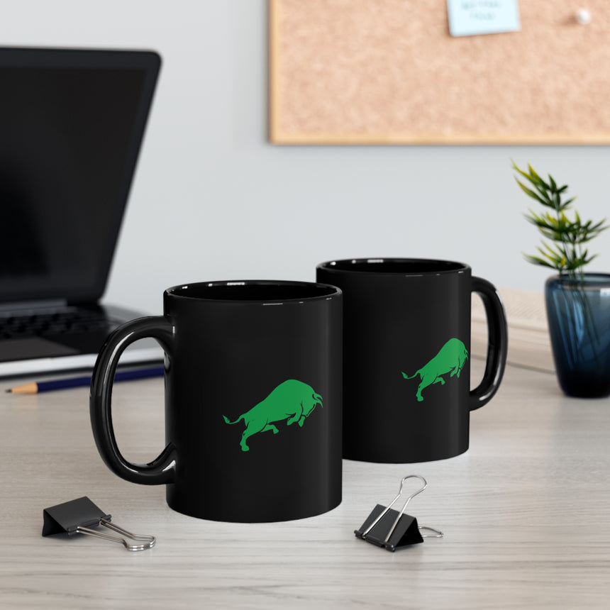 Black Mug with Green Bull