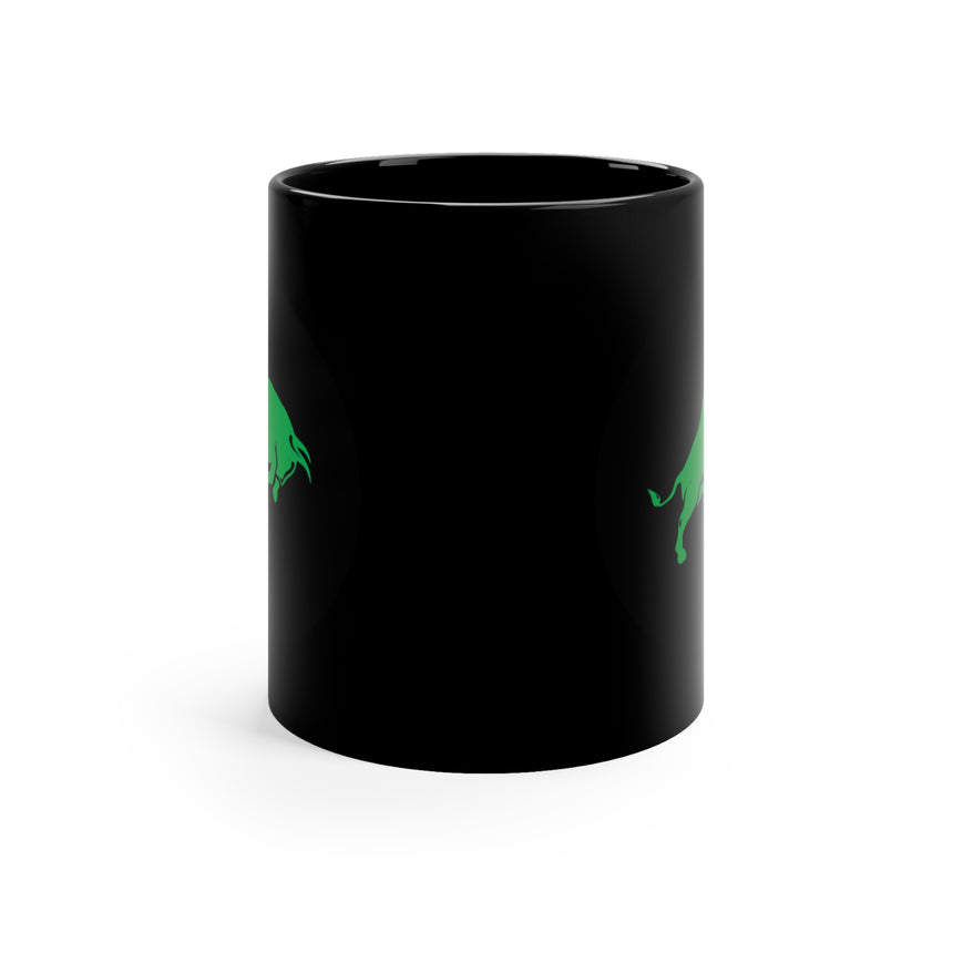 Black Mug with Green Bull