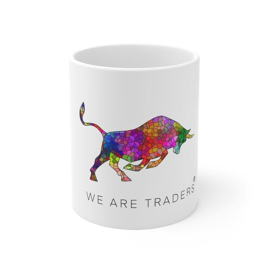 White Mosaic Bull Ceramic Mug 11oz