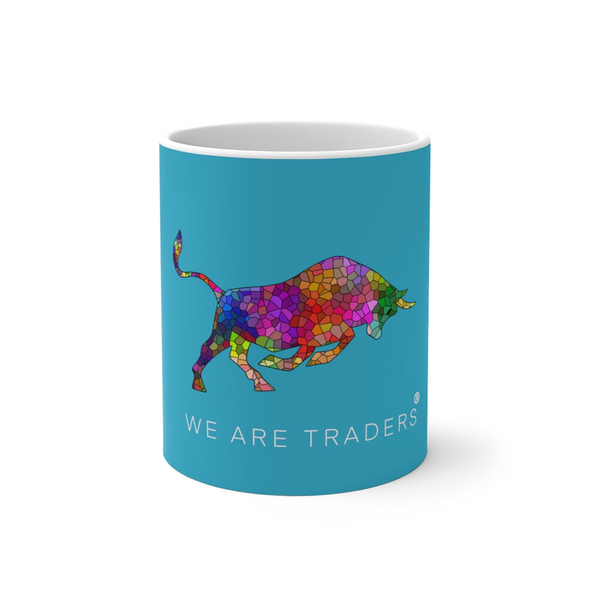 Turquoise Color Changing Mug with Mosaic Bull