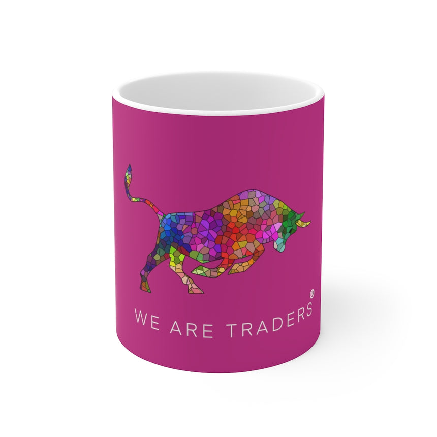 Violet Mosaic Bull Ceramic Mug 11oz