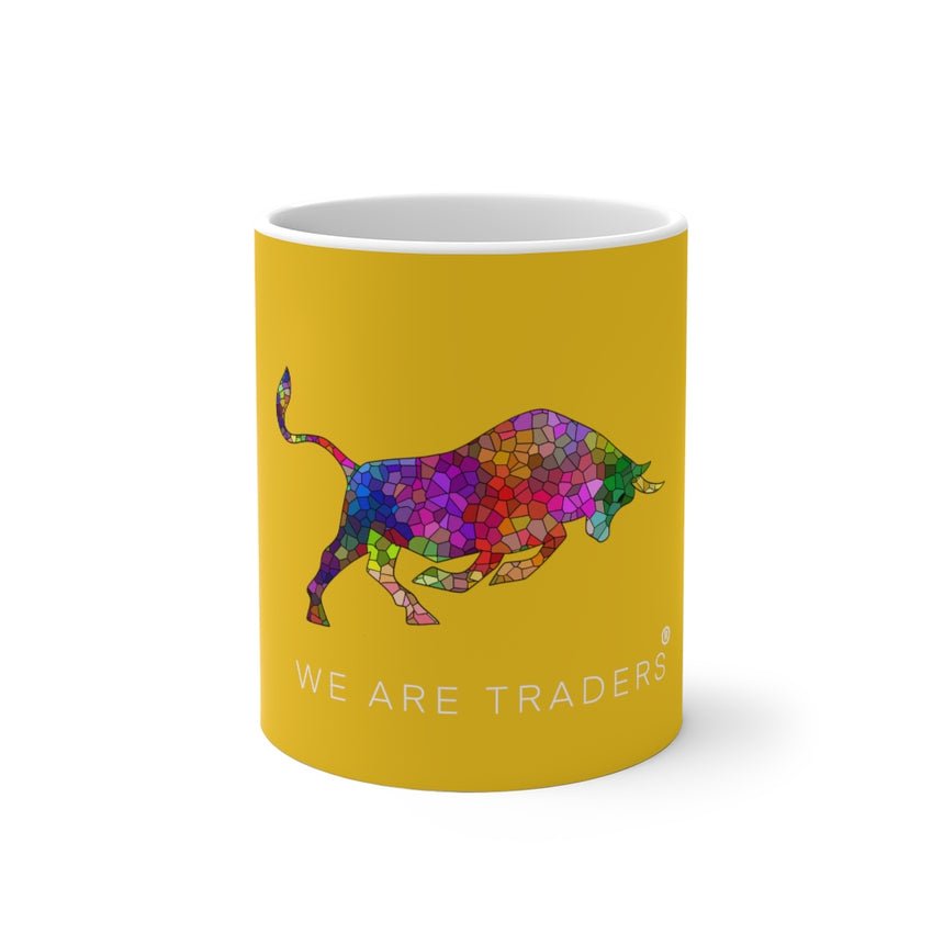 Yellow Color Changing Mug with Mosaic Bull