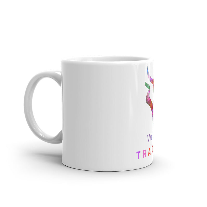 Taza brillante con logo de mosaico blanco